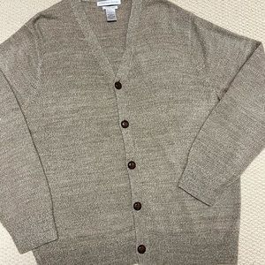 Geoffrey Beene cardigan sweater tan size Large